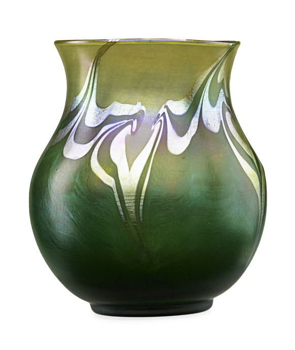 Tiffany Favrile, Green Decorated Vase