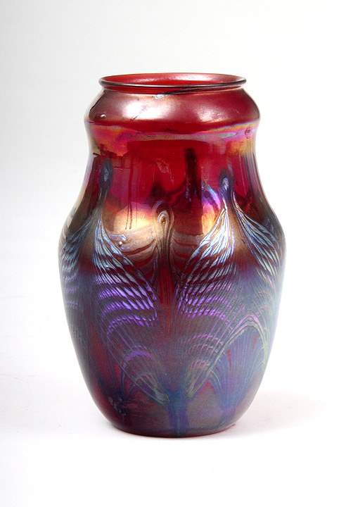 Tiffany Favrile, Red Decorated Vase