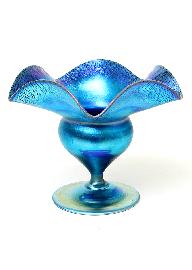 Tiffany Favrile, Blue Fluted Compote