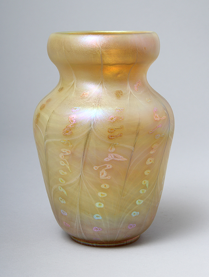 Tiffany Favrile, Gold Zipper Vase