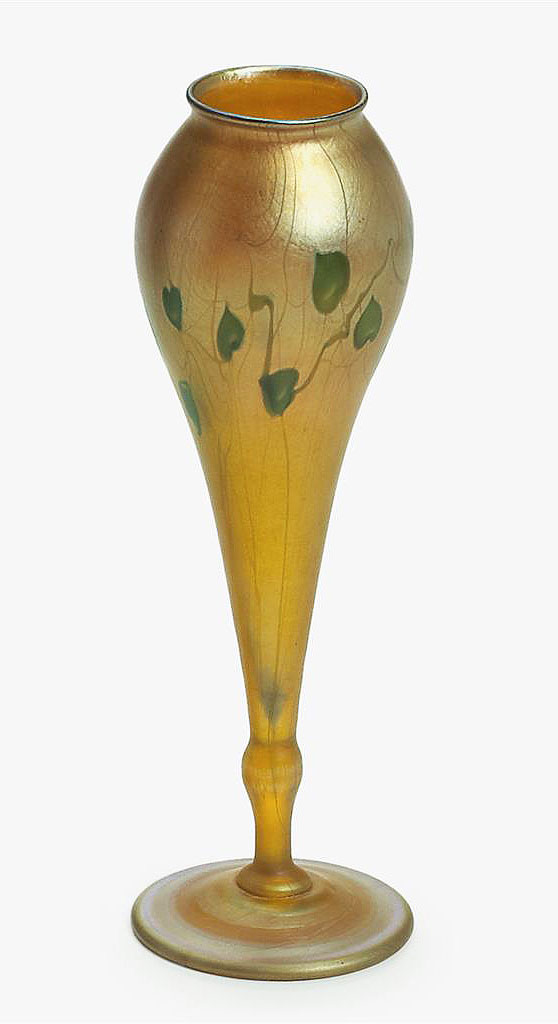 Tiffany Favrile, Gold Hearts & Vines Vase