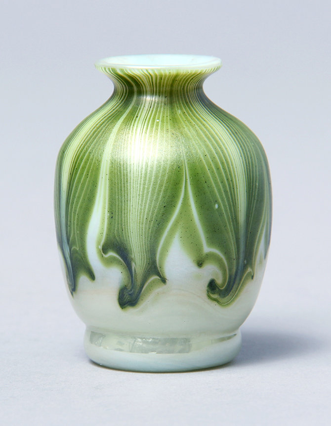 Tiffany Favrile, Green Decorated Miniature Vase