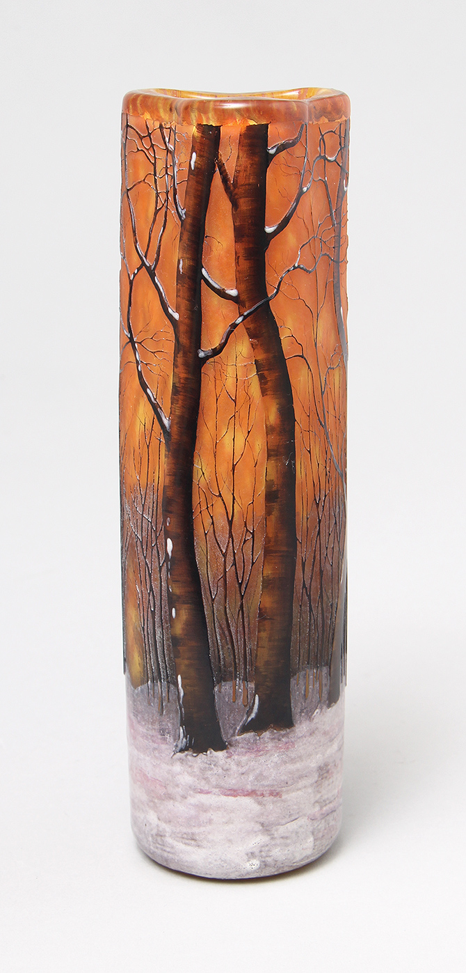 Daum Nancy, Winter Cylinder Vase