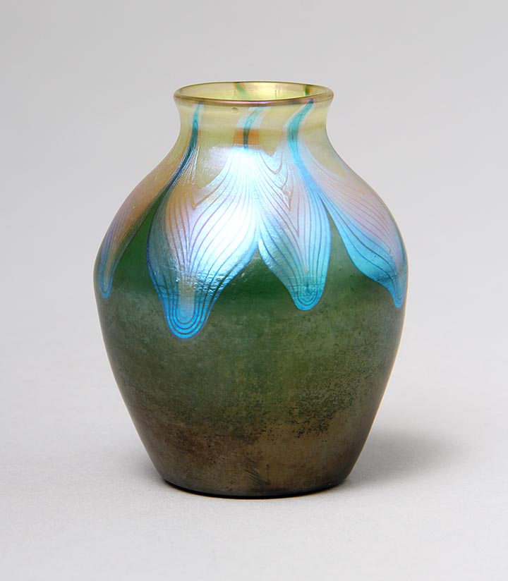Tiffany Favrile, Green Decorated Mini Vase