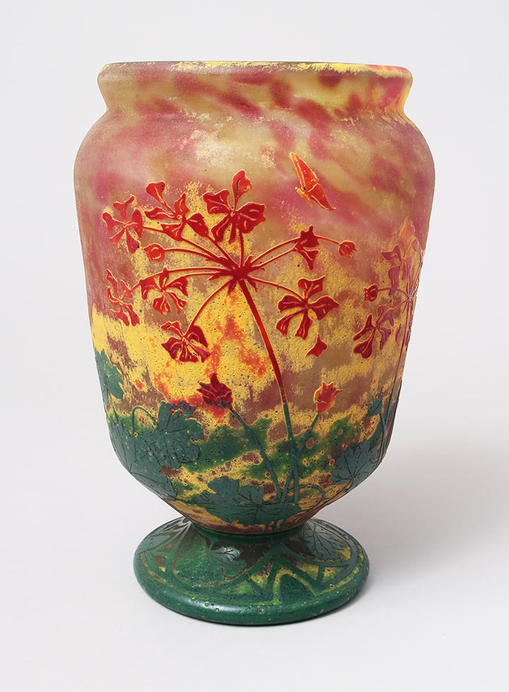 Daum Nancy, Floral And Butterfly Vase