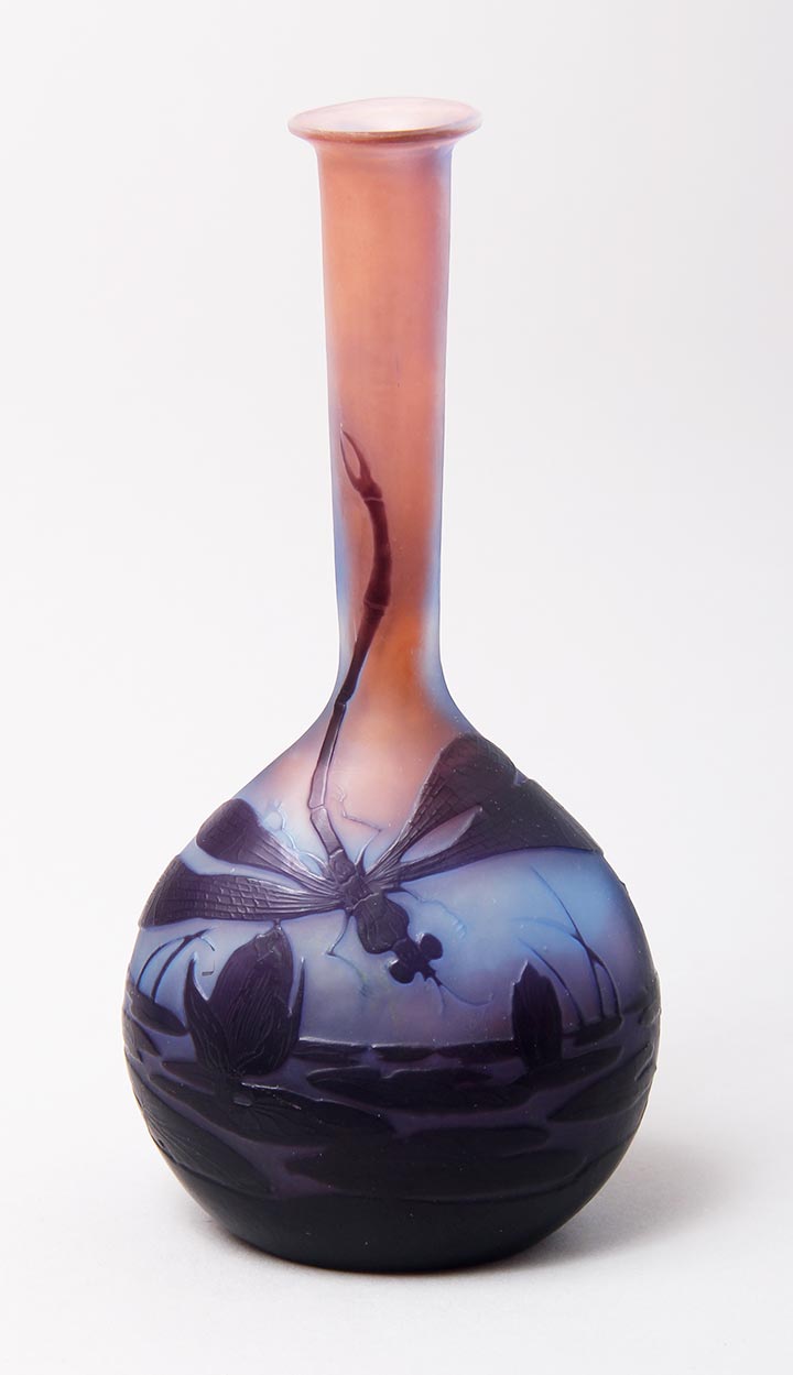 Gallé (Galle), Dragonfly Banjo Vase