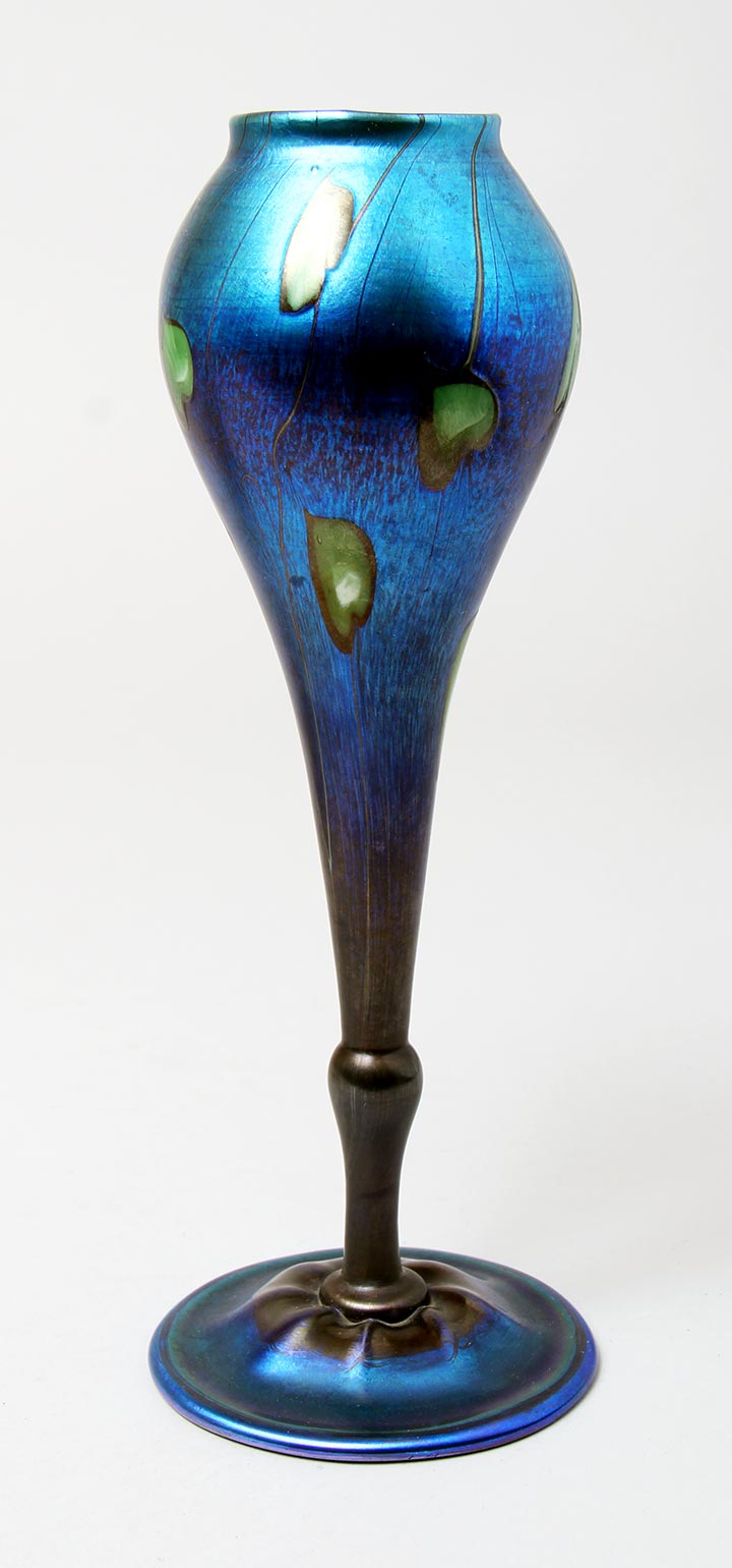 Tiffany Favrile, Blue Hearts & Vines Vase