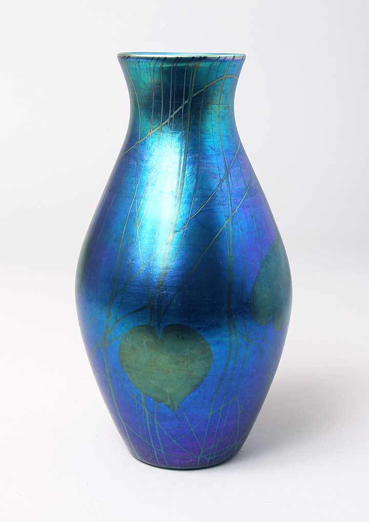 Tiffany Favrile, Blue Hearts & Vines Vase