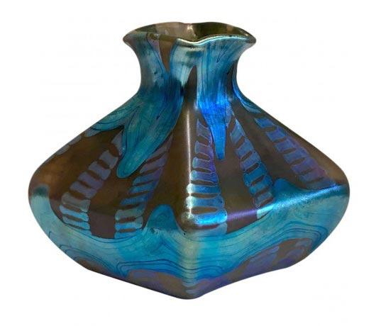Loetz, Blue Zipper Vase