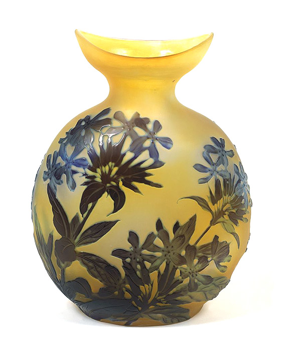 Gallé (Galle), Blue Floral Vase