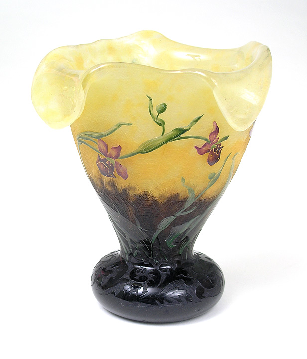 Daum Nancy, Wild Orchids & Spider Webs Vase