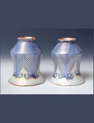 Pair of blue decorated shades