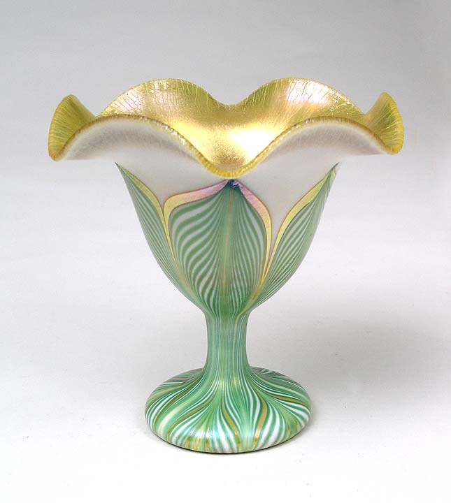 Quezal, Fluted Floriform Vase