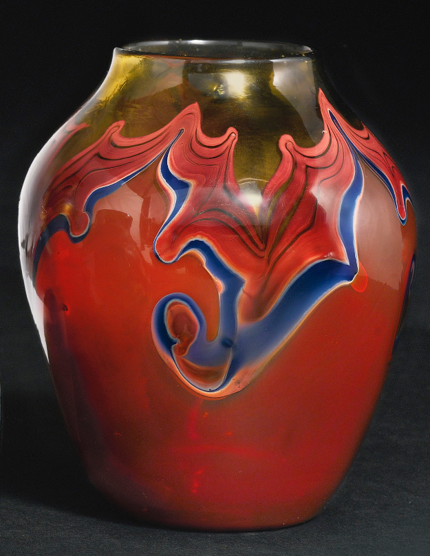 Tiffany Favrile, Red Paperweight Vase