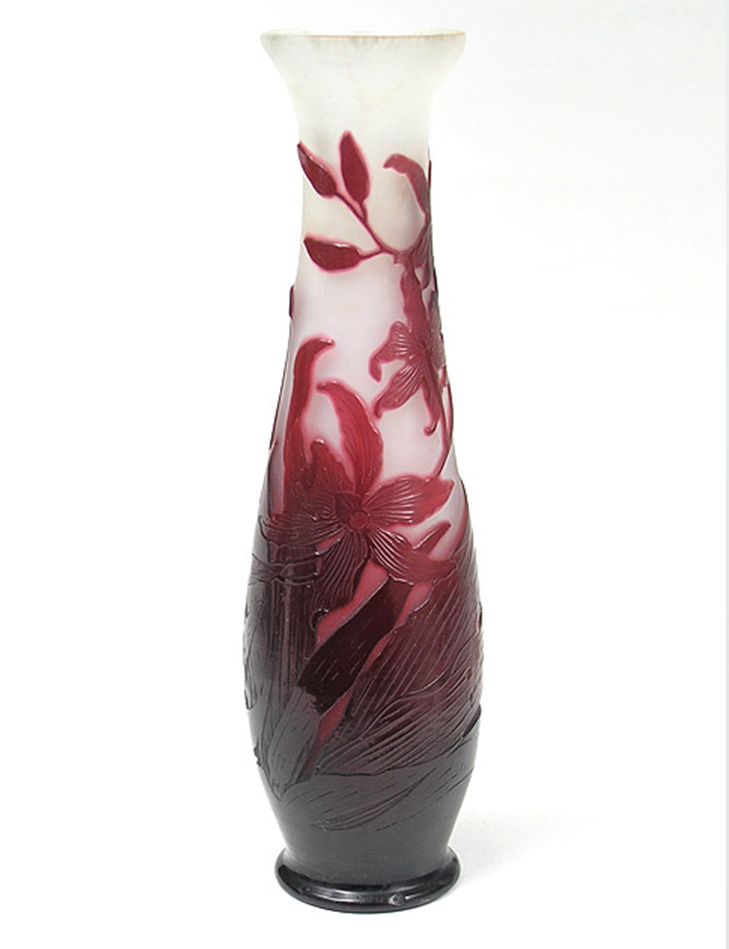 Gallé (Galle), Red Floral Vase
