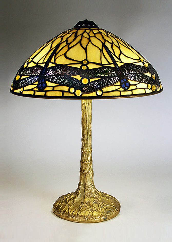 Tiffany Studios, 14" Dragonfly Lamp