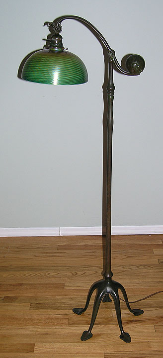 Tiffany Studios, 10" Green Favrile Counterbalance Floor Lamp