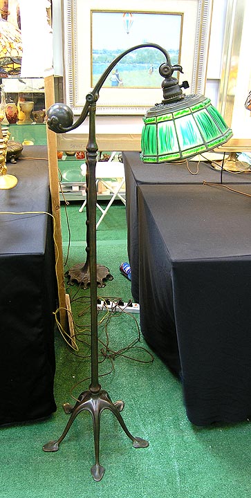 Tiffany Studios, 10" Linenfold Counterbalance Floor Lamp