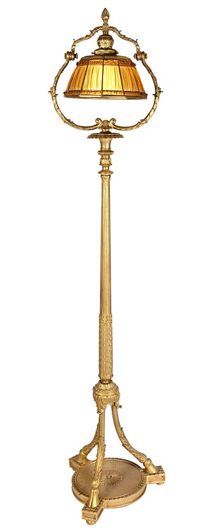 Tiffany Studios, 10" Linenfold Floor Lamp