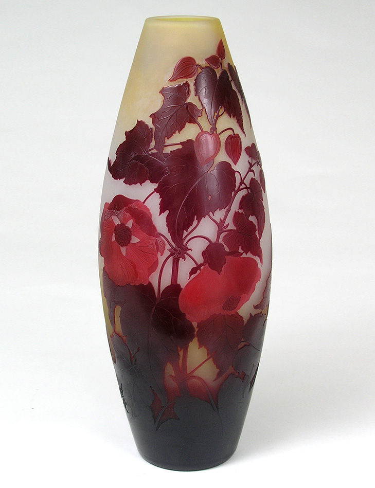 Gallé (Galle), Abutilon red floral vase