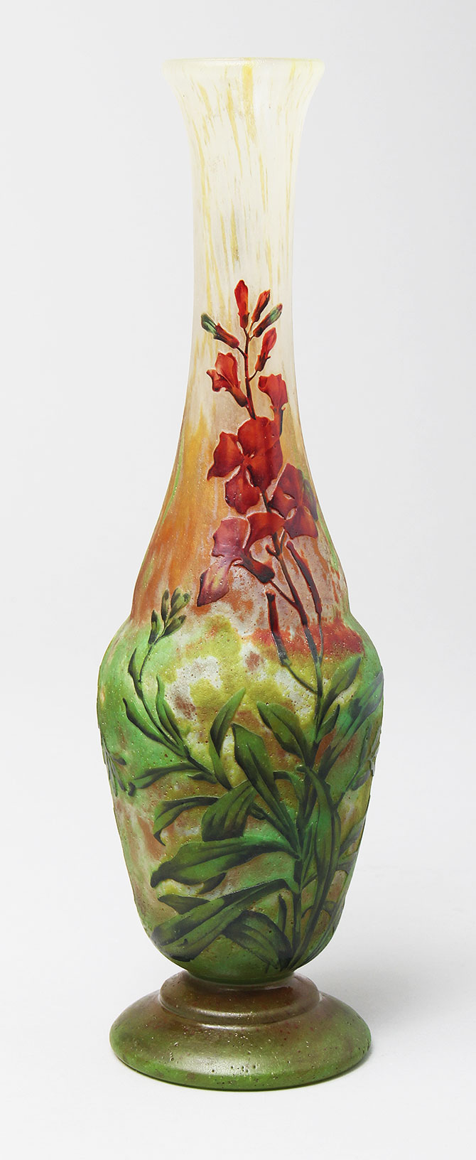 Daum Nancy, Red Floral Vase