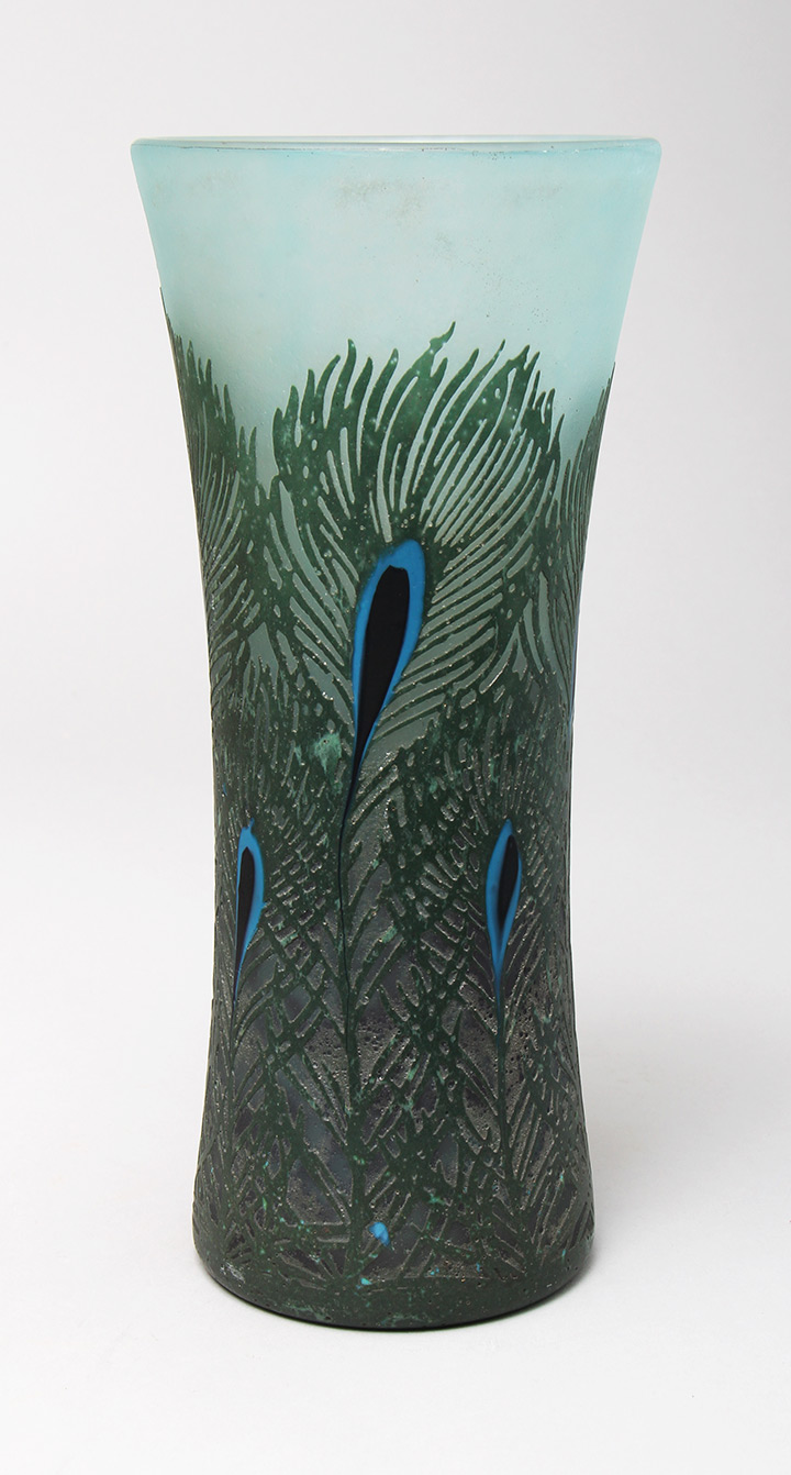 Daum Nancy, Peacock Feather Vase