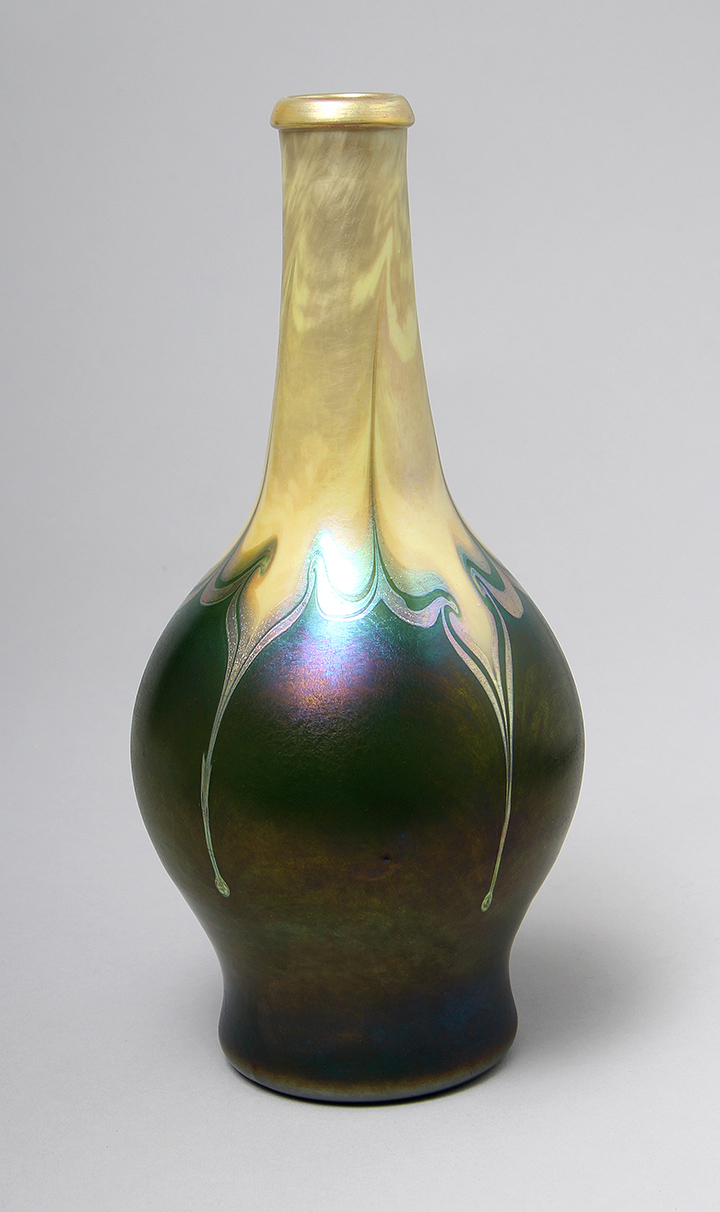 Tiffany Favrile, Green Decorated Vase