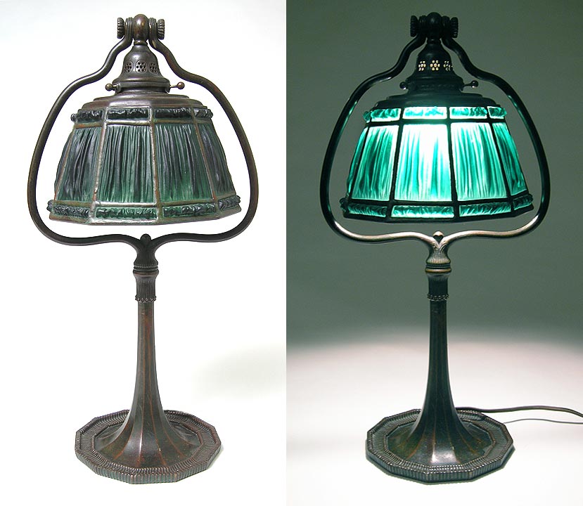 Tiffany Studios, 8" Linenfold Lamp