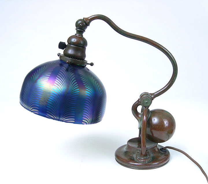 Tiffany Studios, 7" Blue Favrile Counterbalance Desk Lamp