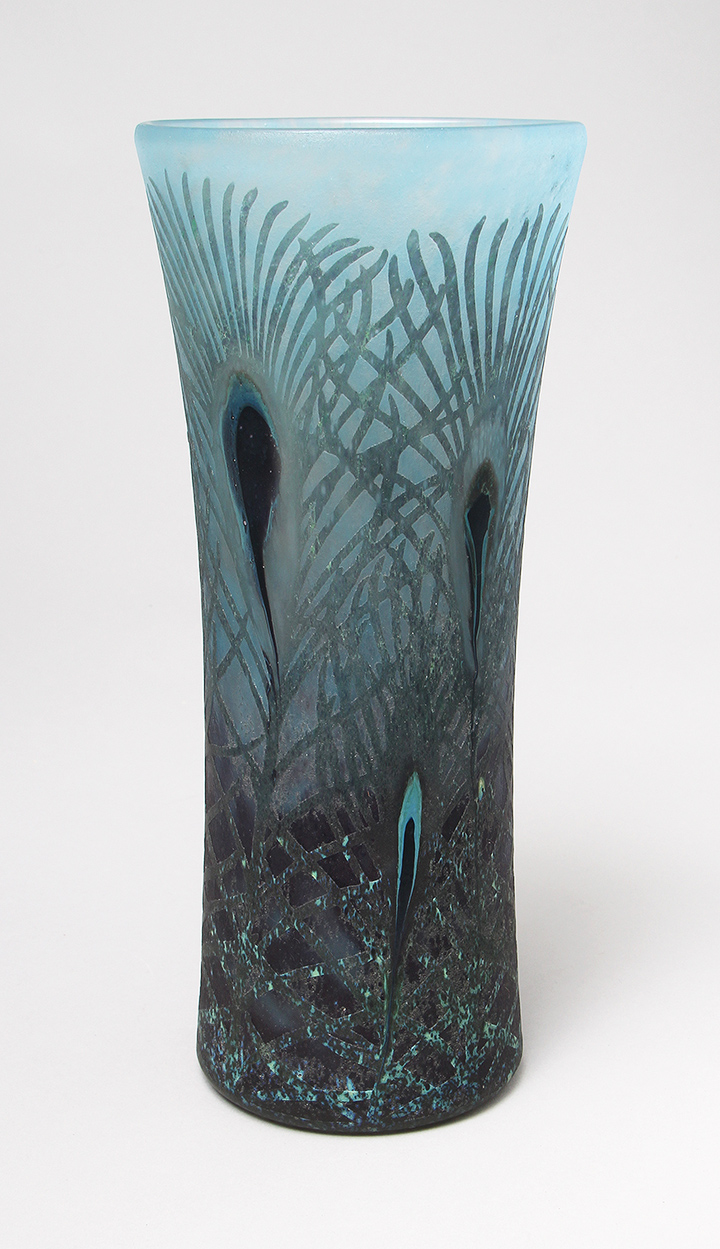 Daum Nancy, Peacock Feather Vase