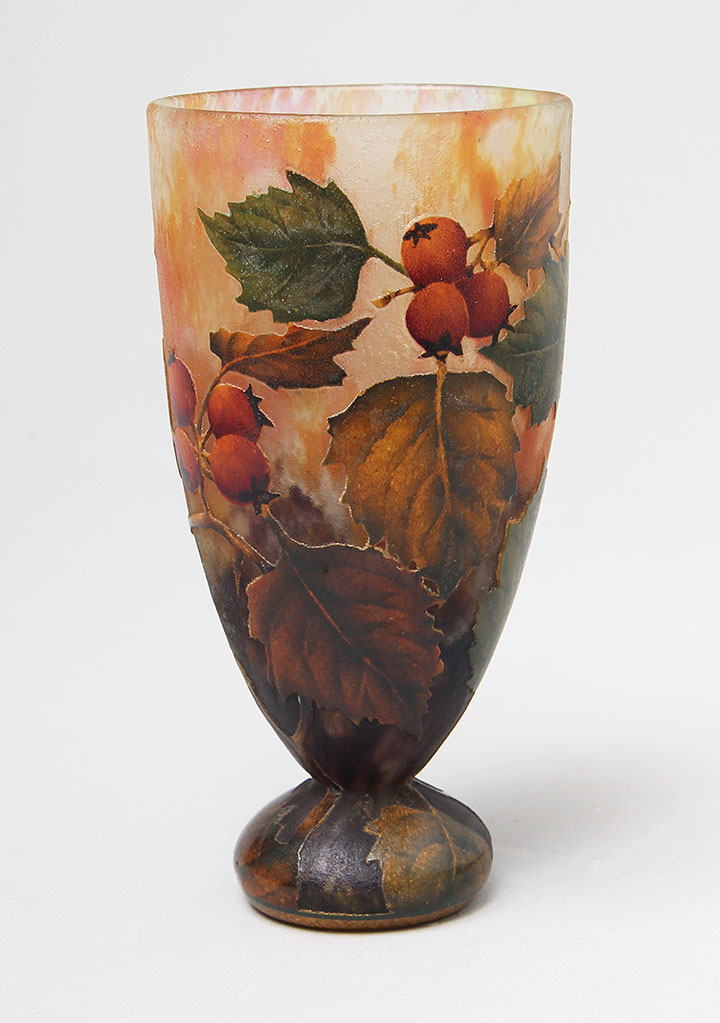 French Glass Daum Nancy Berry Vase, Dom Nancy Lamp