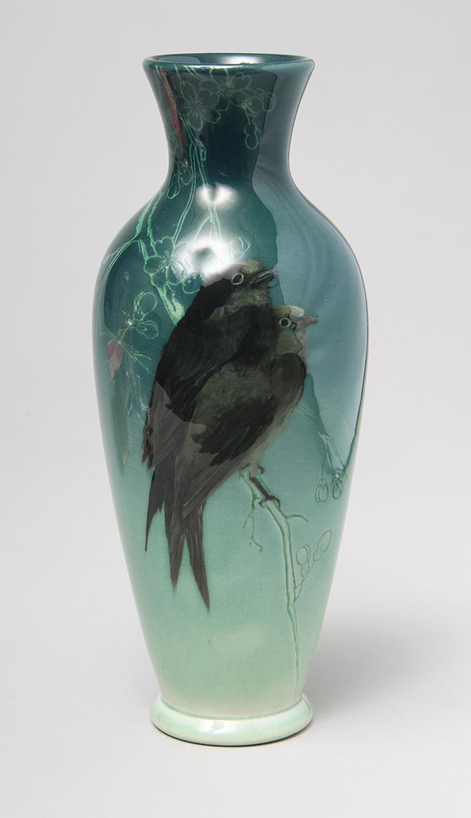 Rookwood, Sea Green Sparrow vase