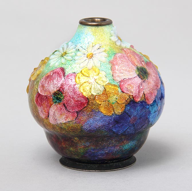 Camille Fauré Enamel Vase