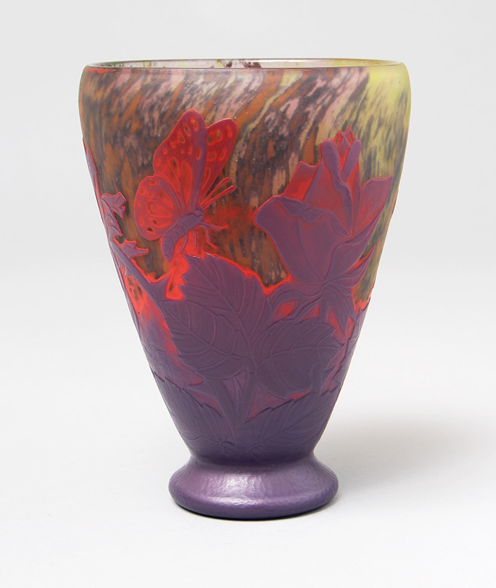 Daum Nancy, Roses & Butterflies Vase