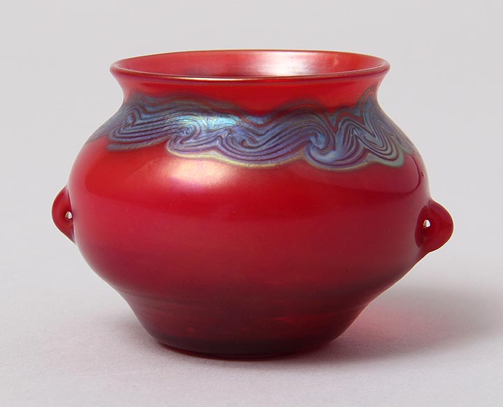 Tiffany Favrile, Red Decorated Mini Vase
