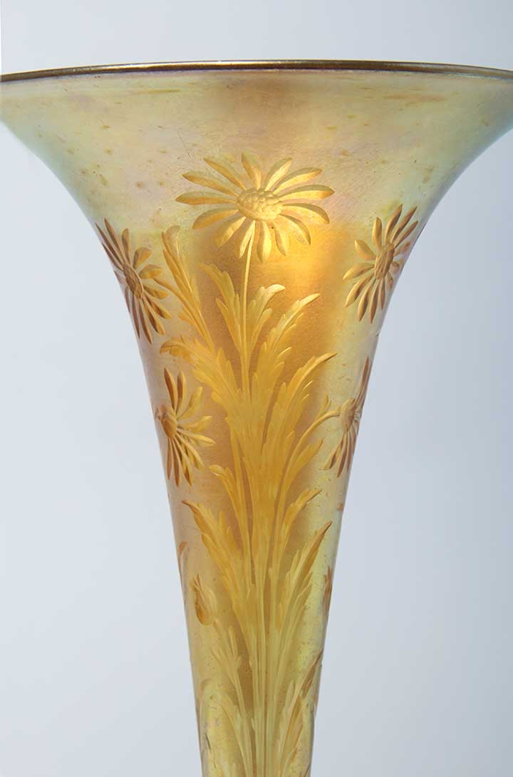 Gold Carved Trumpet Vase Gold Carved Trumpet Vase