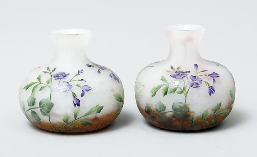 Daum Nancy, Pair Of African Violets Vases