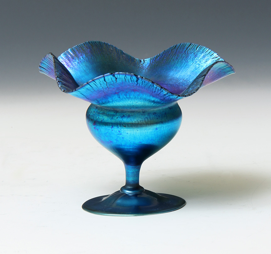 Tiffany Favrile, Blue Florifom Compote