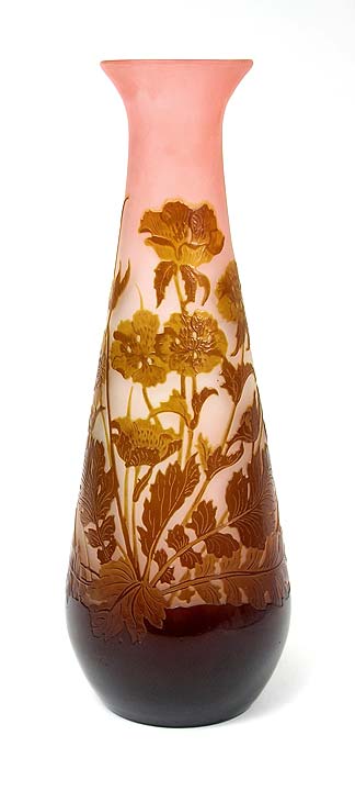 Gallé (Galle), Brown Floral Vase