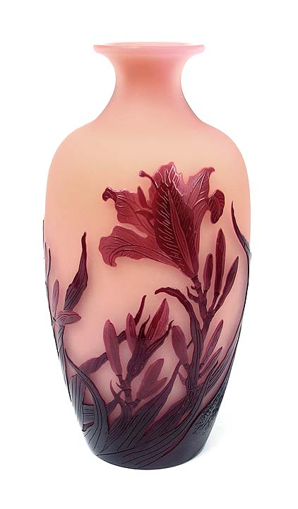 Gallé (Galle), Maroon-Red Floral Vase