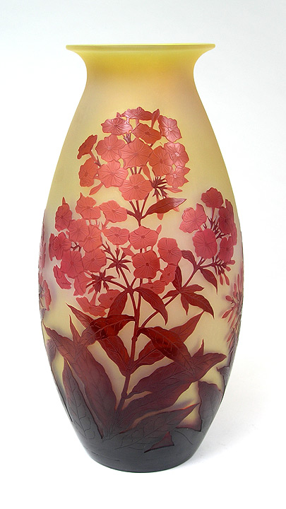 Gallé (Galle), Monumental Red Floral Vase