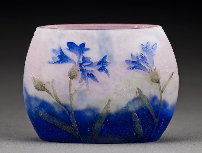 Daum Nancy, Cornflower Miniature Vase