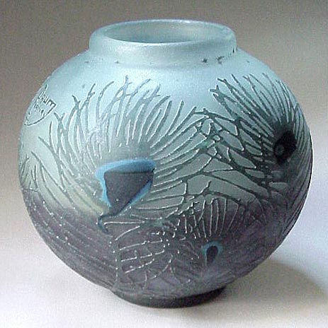 Daum Nancy, Peacock Feather Vase