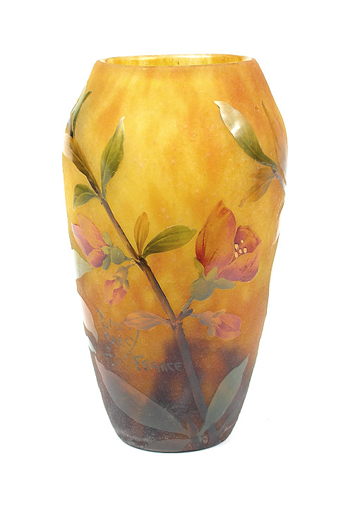 FRENCH GLASS Daum Nancy Red floral vase