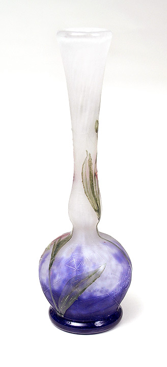 Daum Nancy, Wild Orchids & Spider Web Vase
