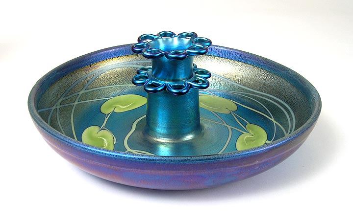 Tiffany Favrile, Blue Decorated Flower Bowl