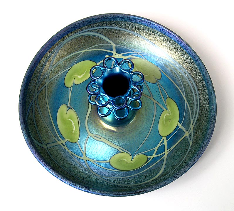 Tiffany Favrile, Blue decorated flower bowl