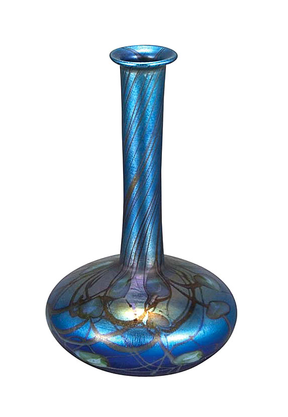 Tiffany Favrile, Blue Hearts & Vines Vase