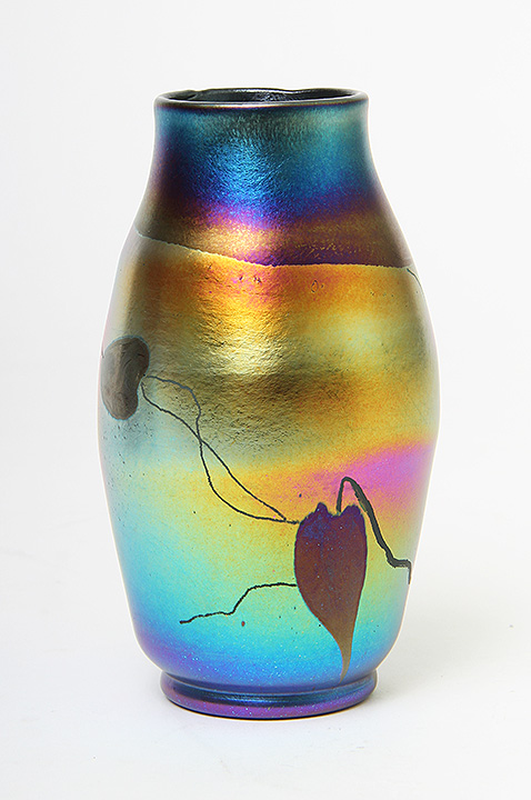 Tiffany Favrile, Blue Hearts And Vines Vase